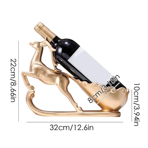 Étagère de rangement de vin vintage cerf sculpté et chariot dore d'art - 3