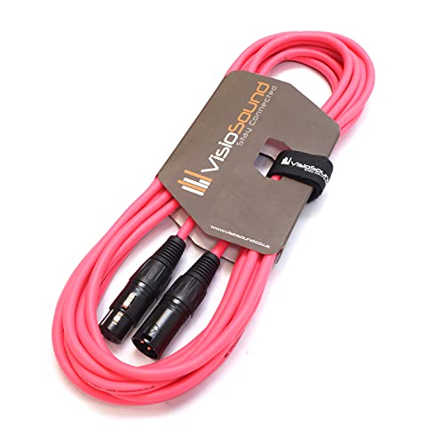 VisioSound Premium Microphone Lead Male XLR to Female XLR/Pro Noiseless Balanced Cable (6m, Pink)