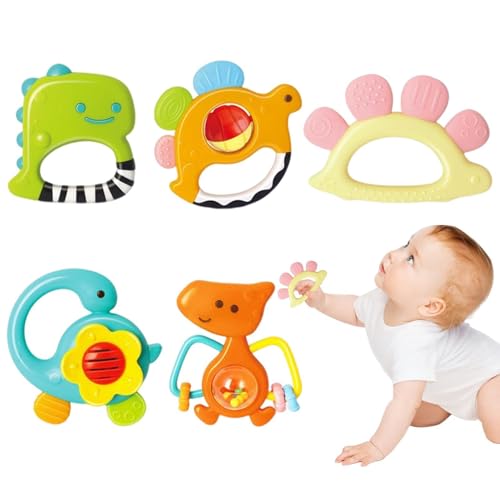 Conjuntos de cascabel para bebés TEATER, Baby Chew Toys | Colorido sonajero educativo temprano TEATER - Anillos de la dentición de juguete Aprendizaje sensorial para el cumpleaños Año Nuevo Pascua de