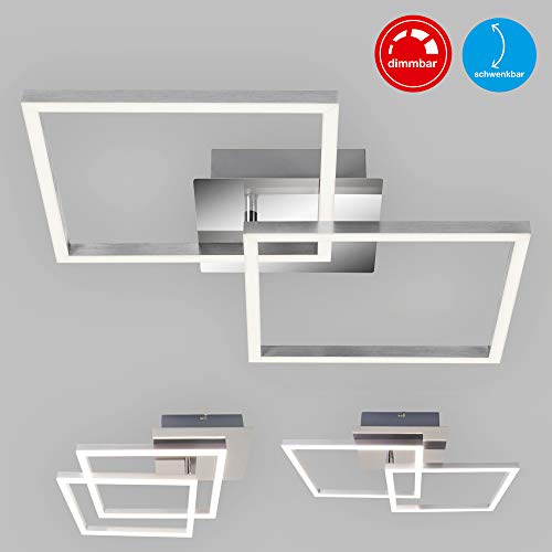 Briloner Leuchten LED giratoria, lámpara de Techo Regulable, 24 vatios, 1800 lúmenes, 3000 Kelvin, Color Cromo Plateado, W, Chrom-silberfarbig