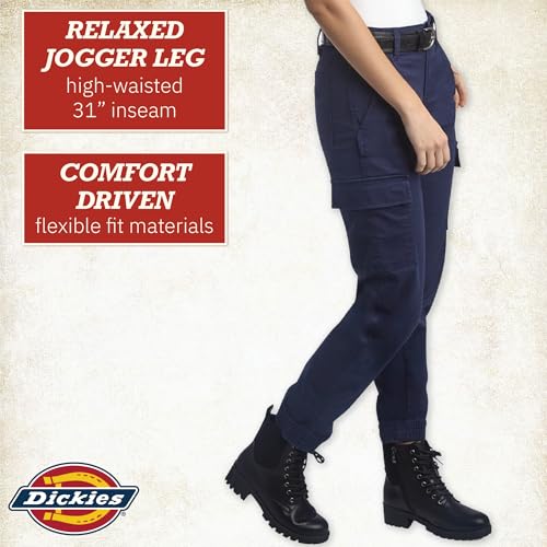 Image of Dickies Womens High Rise Cotton Twill Cargo Joggers Elastic Ankle