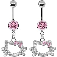 TYXHXTF 2 Piezas Anillos para el Ombligo Piercing, Gato Piercing