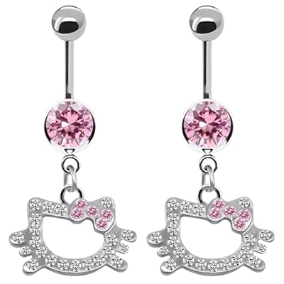 TYXHXTF 2 Piezas Anillos para el Ombligo Piercing, Gato Piercing de Ombligo | Ya disponible en tu tienda friki favorita! En mundofriki.es!