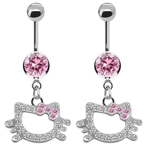 TYXHXTF 2 Piezas Anillos para el Ombligo Piercing, Gato Piercing