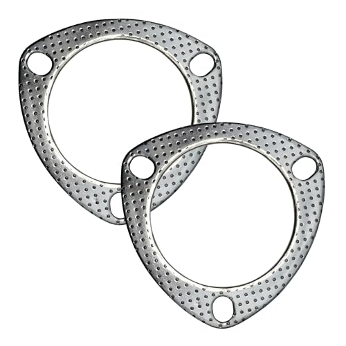 Image of 3 Inch Exhaust Gasket 3-Bolt 76.2mm Flange High Temperature Graphite w /Fire Ring Replacement 2 Pcs
