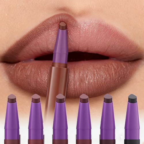 Image of BestLand 6Pcs 2-in-1 Lipstick and Liner Lip Combo Set for Black Women - Creamy Matte Lip Crayon with Flat Edge Tip, Gradient & Ombre Lip Effect (Bold Sculpt Deep Lip Combo Set)