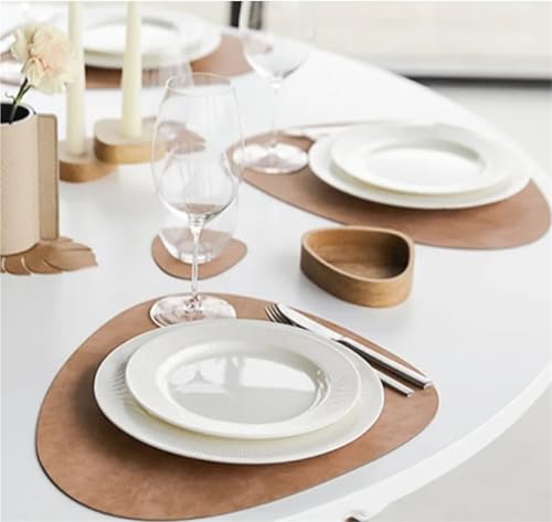 Dessous de plat lot de 6 sets table sous-verres cuir imperméable