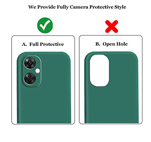 Image of A rtistque Liquid Silicone Back Cover Case for Oneplus Nord CE 3 Lite 5G Matte Shockproof TPU Soft Flexible with Camera Protection - Green