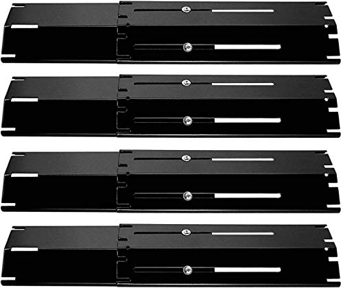 WELL GRILL Universal Barbecue Heat Plate, Flavorizer Bar BBQ Replacement Parts, Porcelain Steel Heat Shield, Adjustable Length Extends from 29.8cm up to 53.3cm L, 4-Pack