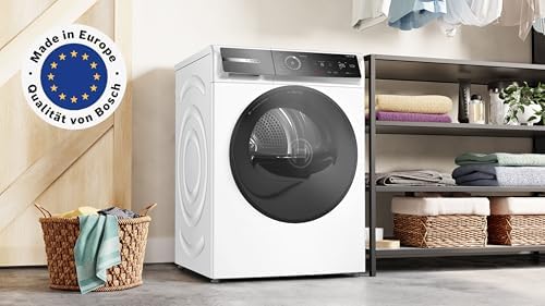 Bosch WRB247C40 Serie 8 Wärmepumpentrockner, 9 kg, selbstreinigender Kondensator, Air Max Dry, AutoDry, Reversierfunktion, Home Connect, Speed Perfect Plus, weiß/chrom