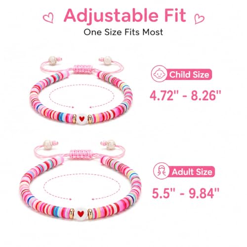 Image of First Day of School Matching Heart Bracelets for Mommy and Me,Back to School Supplies Gifts Mother and Daughter Bracelets