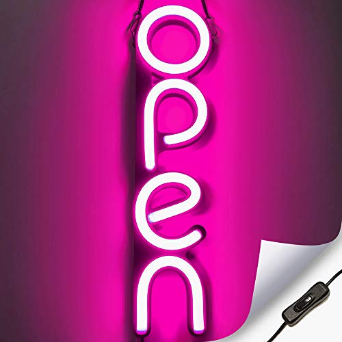 Vertical LED Neon Open Sign for Business - Bright LED Open Sign