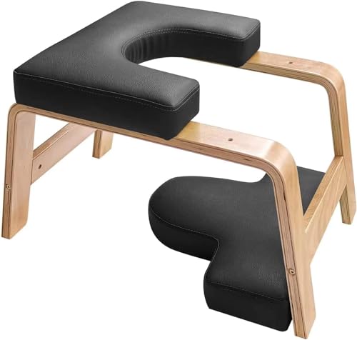 Tabouret de Yoga en bois naturel massif noir pour posture d'inversion en toute sécurité