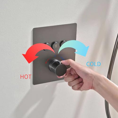 Colonne de douche thermostatique contre les variations d'eau, set gris - 7