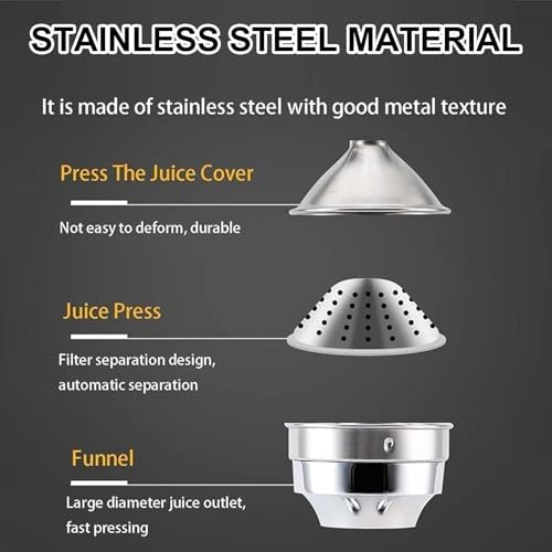 Professional Stainless Steel Manual Juicer - Heavy-Duty Hand Press Citrus Juicer for Lemon, Pomegranate, Lime & More - Large Diameter Fruit Crusher for Home & Commercial Use