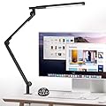 AmazLit Desk Lamp with Clamp, Eye-Care Swing Arm Desk Lamp, Stepless Dimming & Adjustable Color Temperature Modern Architect Lamp with Memory & Timing Function for Study, Work, Home, Office, 12W