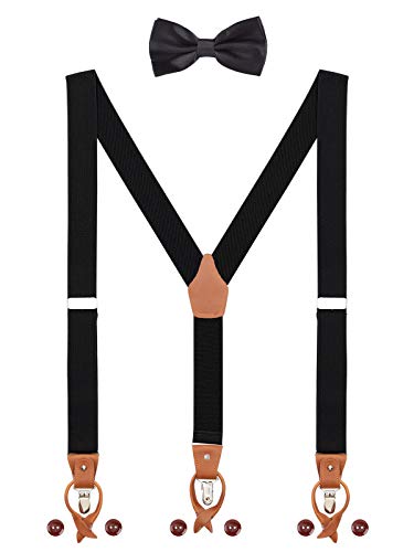 Tirantes Hombre Y-forma 3.5cm Ancho Extensible con Doble Sujeción 2 en 1