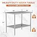 HOCCOT All Stainless Steel Work Table, Heavy Duty Prep Table 30x48 Inch with Stainless Steel Undershelf & Replaceable Feet(Without Casters) Commercial Workstation for Restaurant Kitchen Garage Outdoor
