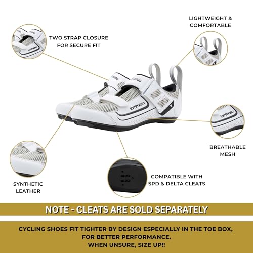 Image of Tommaso Veloce II Cycling Shoes - Ride in Style - Peloton Shoes Triathlon Road Bike Indoor Cycling Men Women Compatible with Look Delta SPD SPD-SL Cleats White Black