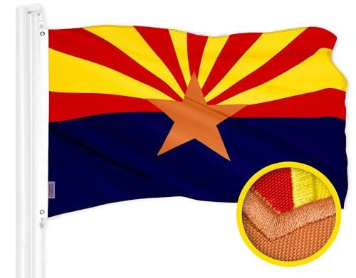 G128 Arizona AZ State Flag | 4x6 Ft | ToughWeave Series Embroidered 300D Polyester | Embroidered Design, Indoor/Outdoor, Brass Grommets