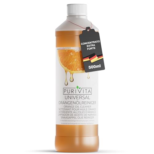 Immagine prodotto: PURIVITA® Concentrato di Detergente all'Olio di Arancia [500ML] - Puro Olio di Arancia Pulitore - Olio Arancio per Pulizie - Liquido Sciogli Colla Arancia - Detergente Universale Arancia Pavimenti