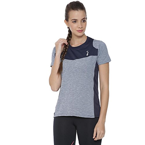Campus Sutra Solid Women Round Neck Denim T-Shirt in blue