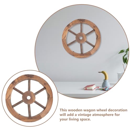 Rueda de madera rústica de 9,95" para colgar en pared exterior e interior 7