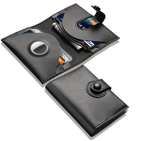 Business Card Holder,Leather Slim Wallet for Men & Women,2 Sided Slim Card Holder Wallet,Up to hold 20 caeds, Men's Wallet with Airtag Slot,Including Gift Box