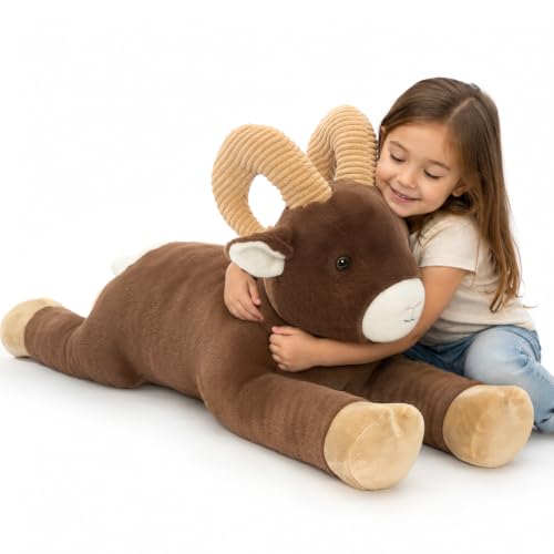 Tezituor 43" Bighorn Sheep Stuffed Animal, Giant Goat Plush Pillow for Kid