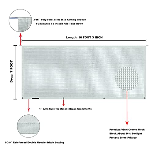 Image of RV Awning Mesh Sun Shade Screen for Motorhome Camper Trailer Sunshade