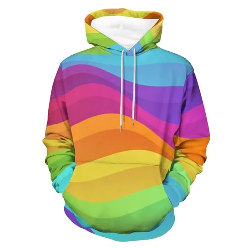 Sweat à capuche arc-en-ciel unisexe taille S par UMENG en coton doux