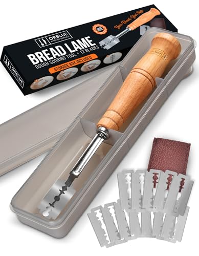 Orblue Bread Lame, Bread Scoring Knife, Bread Lame Dough Scoring Tool for Artisan Sourdough, Lame Bread Tool, Essential Baking Supplies with 12 Blades Included
