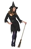 Mit Kleid und Hut Rubie\'s Official Zauberin-Kostüm, Hexe, für Erwachsene, Schwarz, Größe S