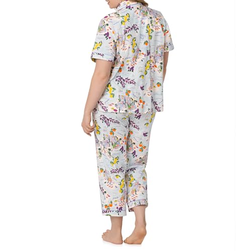 Image of Bed Head PJs Womens Matching Pajamas - Soft Organic Cotton Button Down PJ Shirt & Cropped Pants Set - Loungewear & Sleepwear