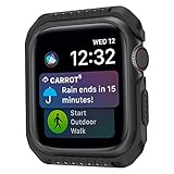 Pierre Case Compatible with Apple Watch Case 44mm, Shock Proof Protective Rugged Smartwatch Cases Scratch Resistant Bumper Cover Replacement iWatch Series 5 4 44mm (Black)