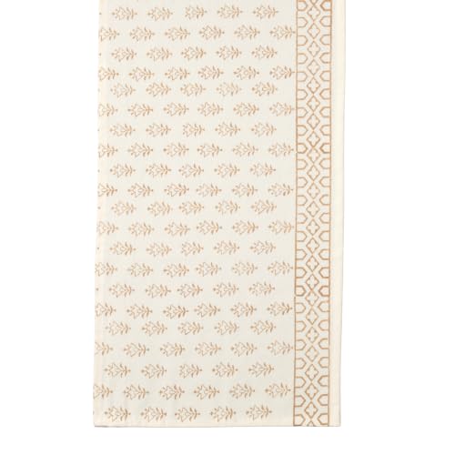 Image of BLOCKS OF INDIA Hand Block Printed Cotton Table Runner, Mat and Napkin Set for Center /Dining Table