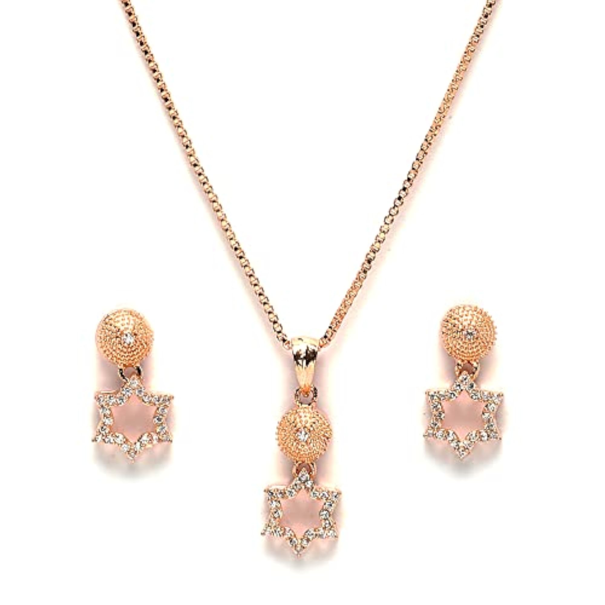 Rose Gold-Plated American Diamond Jewellery Set