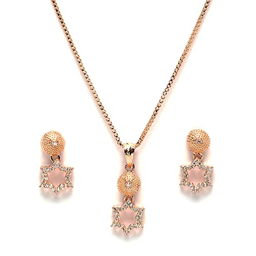 Rose Gold-Plated American Diamond Jewellery Set