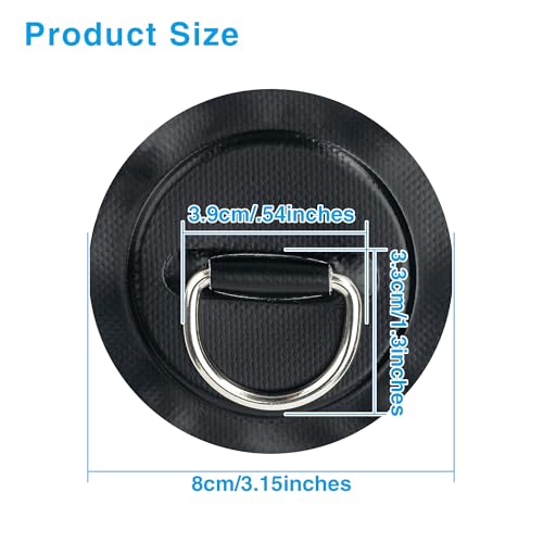Omoojee Edelstahl D-Ring Patch Kit, PVC Paddle Board D-Ringe für Kajak, Schlauchboot, Caneo, SUP, kein Kleber enthalten, wasserdicht