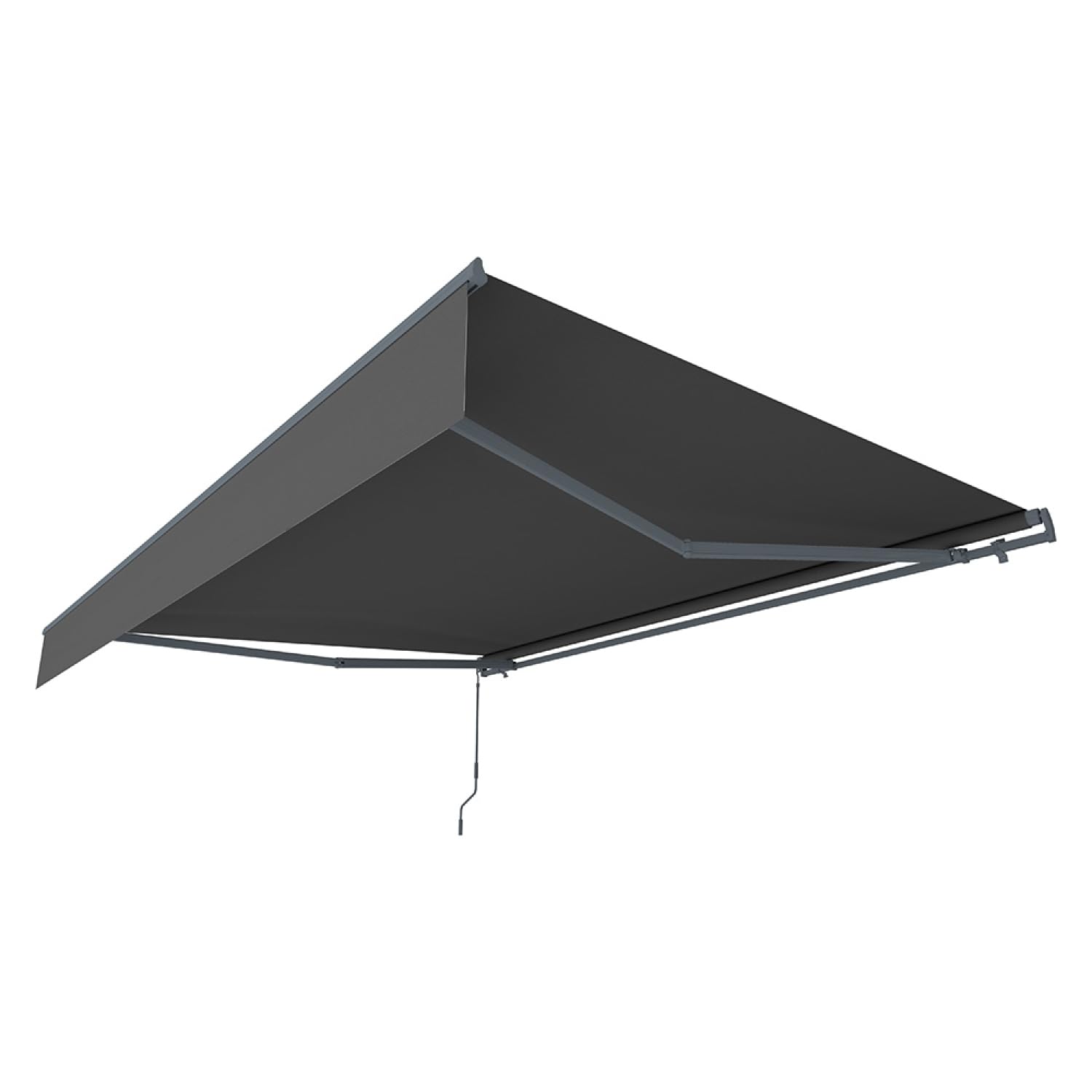 Store Banne Manuel 2,95x2,5 m Aluminium Toile Grise 280 g/m² Hydrofuge