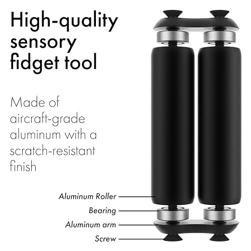 Image of ONO Roller - Handheld Fidget Toy for Adults | Help Relieve Stress, Anxiety, Tension | Promotes Focus, Clarity | Compact, Portable Design (Black, Junior Size - Aluminum)