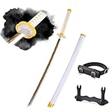 WERKON Light-Up Zenitsu Sword Replica with Rechargeable Battery, 30 Inch LED Katana with Display Stand, and Belt, Wands for Cosplay and Collection, Perfect for Halloween and Gift