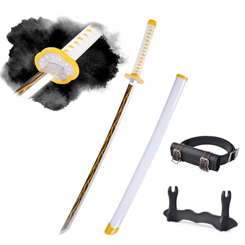 WERKON Light-Up Zenitsu Sword Replica with Rechargeable Battery, 30 Inch LED Katana with Display Stand, and Belt, Wands for Cosplay and Collection, Perfect for Halloween and Gift