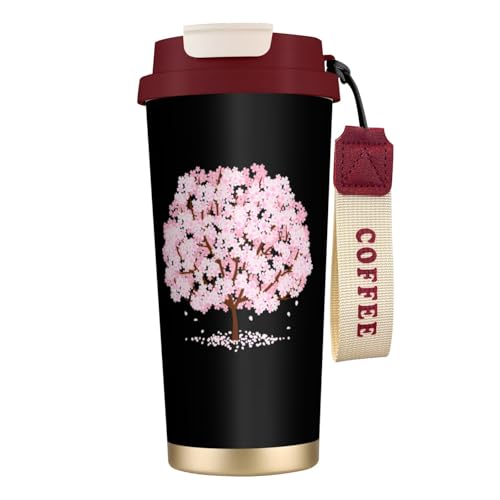 タンブラー 満開の桜の木 マグボトル コーヒーカップ 水筒 保温 保冷 ウォーターボトル 蓋付き ストロー付き 直飲み おしゃれ プレゼント