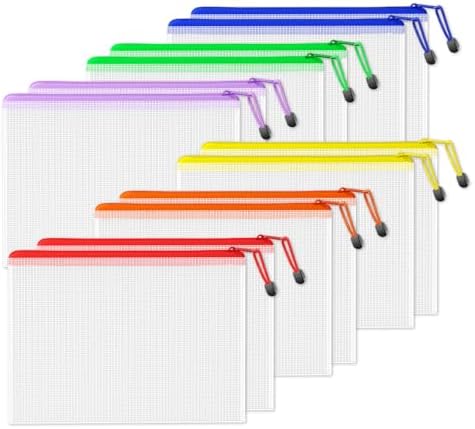SUNEE Plastic Mesh Zipper Pouch 9.2×12.5 in (6 Colors, 12 Packs),Extra Large Water-Resistant Zip Bag for School Office Supplies, Puzzles & Games Organizing Storage SUNEE Plastic Mesh Zipper Pouch 9.2×12.5 in (6 Colors, 12 Packs),Extra Large Water-Resistant Zip Bag for School Office Supplies, Puzzles & Games Organizing Storage