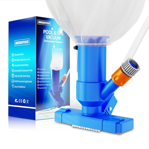 Pool Vacuum Cleaner for Above Ground Pool, 52' Telescopic Pole Jet Underwater Cleaner with 3 Scrub Brushes and Nylon Mesh Net, Portable for Spa Fountain Pond Hot Tub Lake, Attaches to Garden Hose