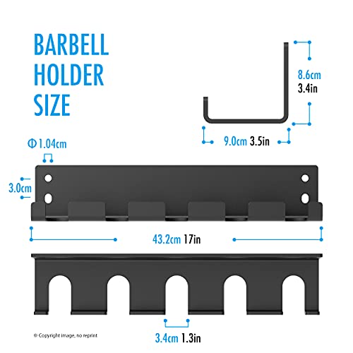 41W+YTIrojS JFJ Barbell Storage Wall Mounted Hanging Bar Holder for Olympic Barbell, Black Powder Coated, Space Saving Commercial or… - Image 5