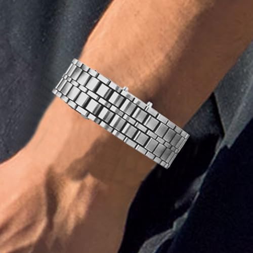 Relojes LED para hombres - Reloj de moda | Reloj de pulsera electrónico digital de metal creativo resistente al agua para deporte con pantalla LED de moda, plata, B: Blue light, Unisex - imagen 3