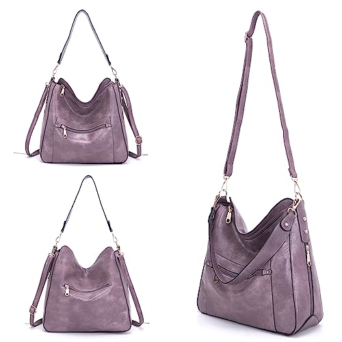 Image of Qiyuer 13 inch Women Spacious Soft PU Handbag Hobo Bag Purse Wallet Set 4pcs | Large, Dual-use Crossbody & Shoulder Bag, Multi-pocket, Divided Compartments, Fits Tablet, Versatile for Daily & Work