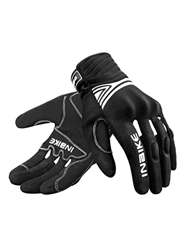INBIKE Gants Moto Respirant, Gants à Écran Tactile Plein Doigt Antidérapant Idéal pour Moto Exercice Sport Running Blamc & Noir M IM902